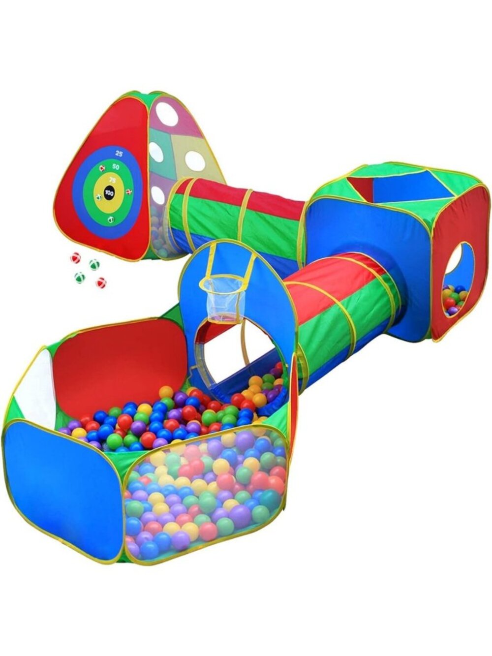 5pc Kids Ball Pit Tent & Tunnel Set, Toddler Jungle Gym Play, Indoor/Outdoor